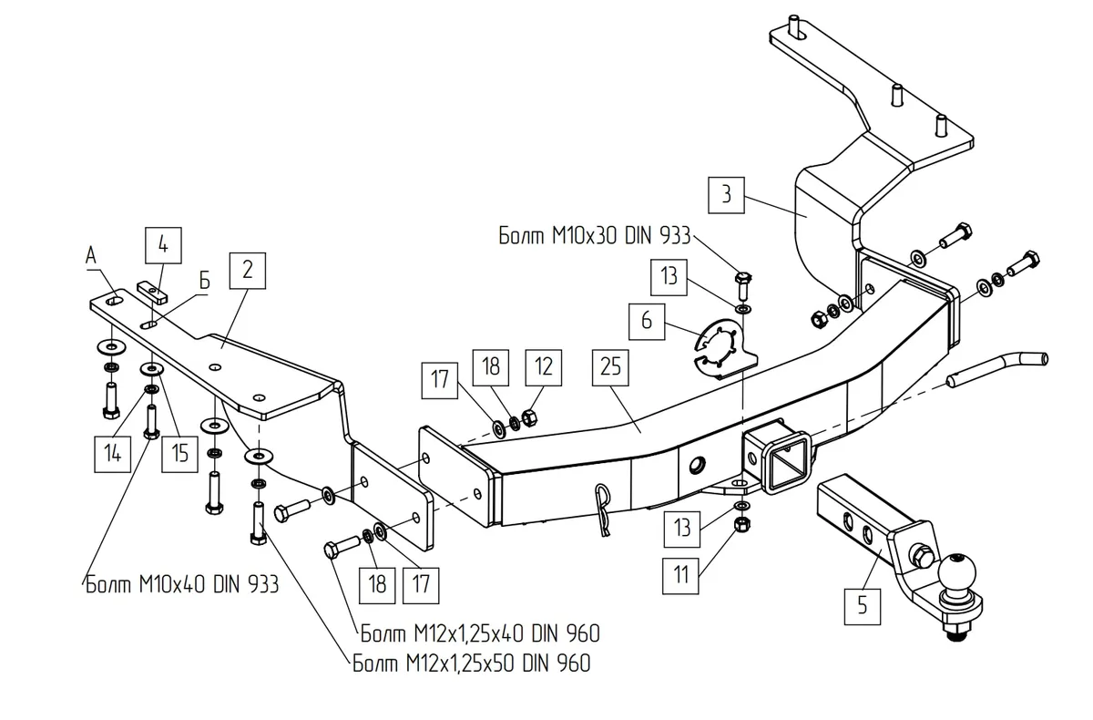 Фаркоп TowRus для Toyota Hidhlander 2019-2026 109180 в Петрозаводск